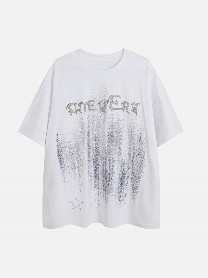 Noir  T Shirts Aelfric Eden Doodle Gothic Letter Tee - HKD-3041502